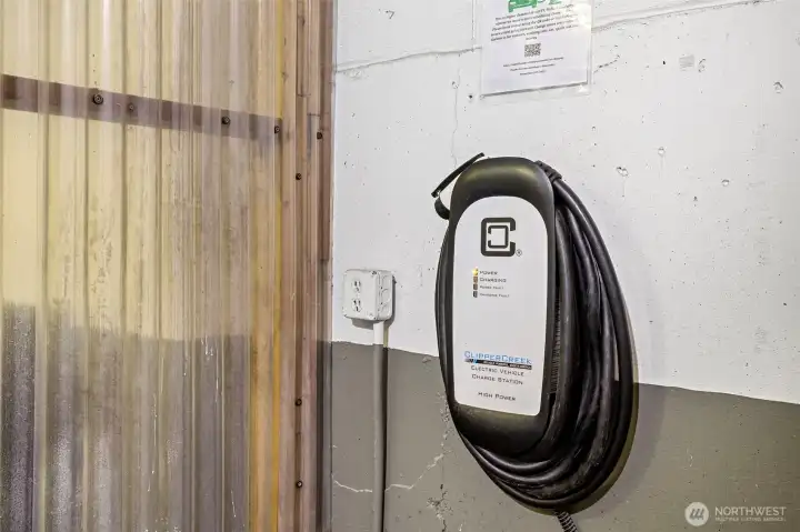 EV charging available in the garage car wash area. A practical perk for daily life.