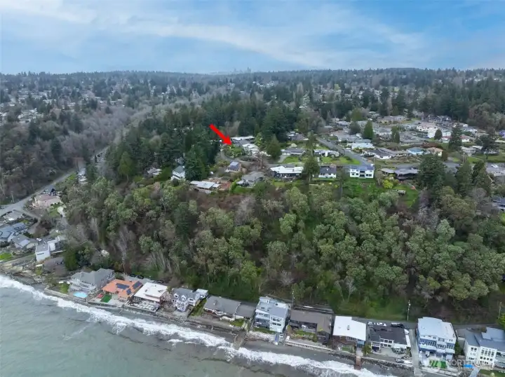 Perched on the hill above the Sound.