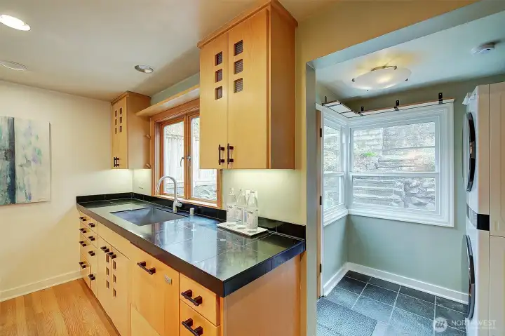 Bright space connects to  patio