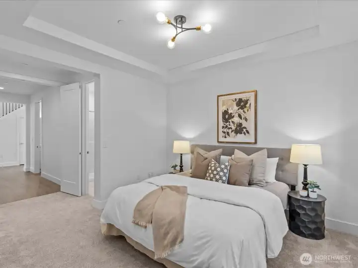 Generous guest suite with double door entry private 3/4 bath