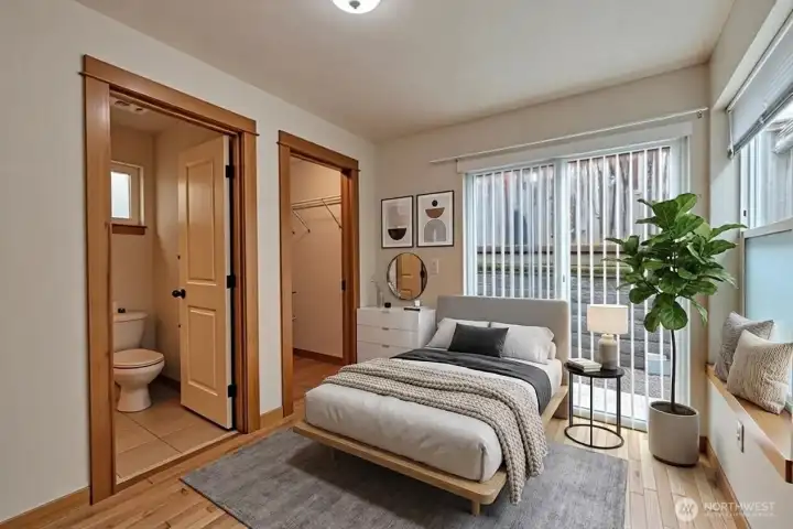 Main level bedroom, virtually staged