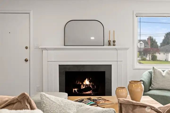 Enjoy coz nights by the wood burning fireplace.