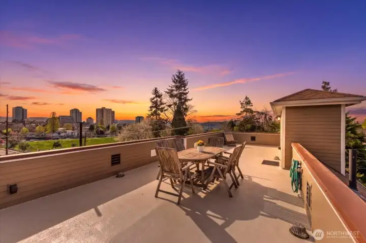 Rooftop deck with sweeping mountain views