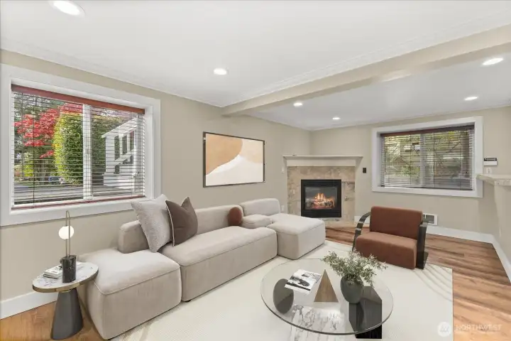 Living room with gas firepalce