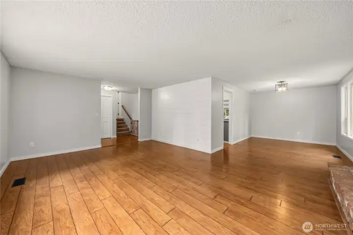 Living room opens to dining room