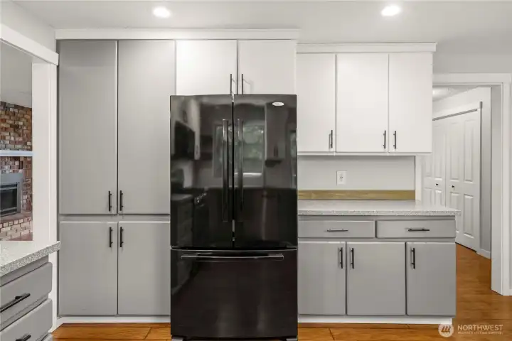 More counter and storage with fridge included!