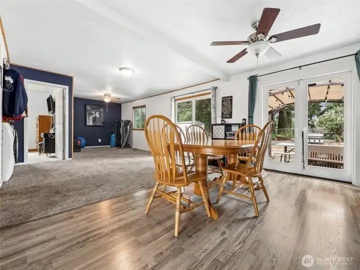 Dining into family room with location of 4th bedroom.