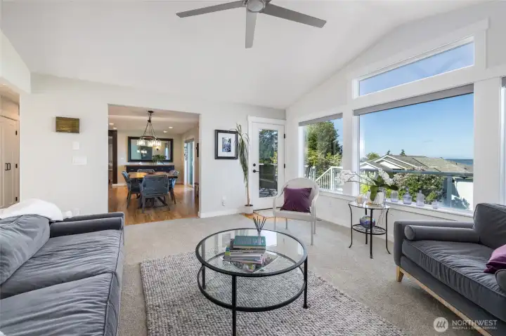 A view from the living room into the formal dining space.