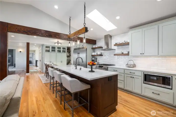 The center island is the heart of this home, and offers additional seating and storage options.