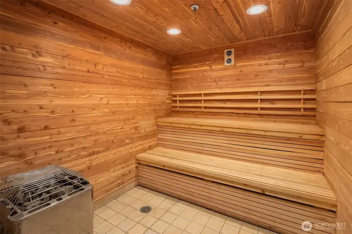 Dry sauna on 9th floor, next to hot tub