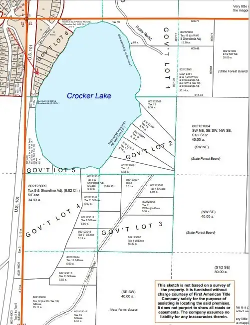 Crocker Lake Platt Map Arrow is Lot 5