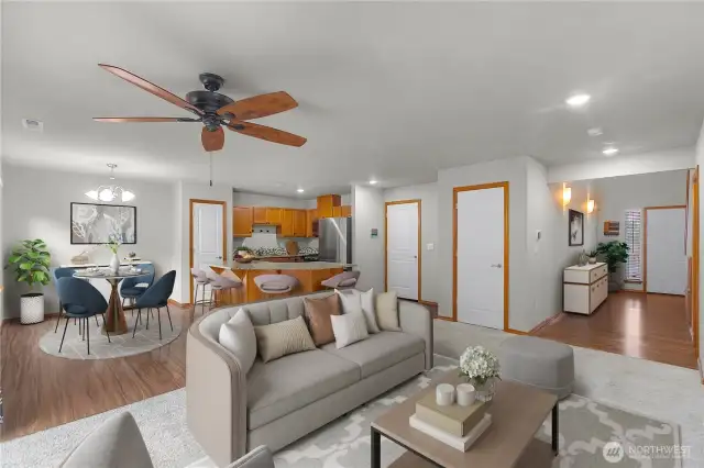 Virtually staged living room