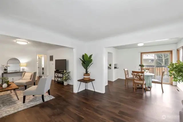 View of Living Room & Dining Room from Family Room