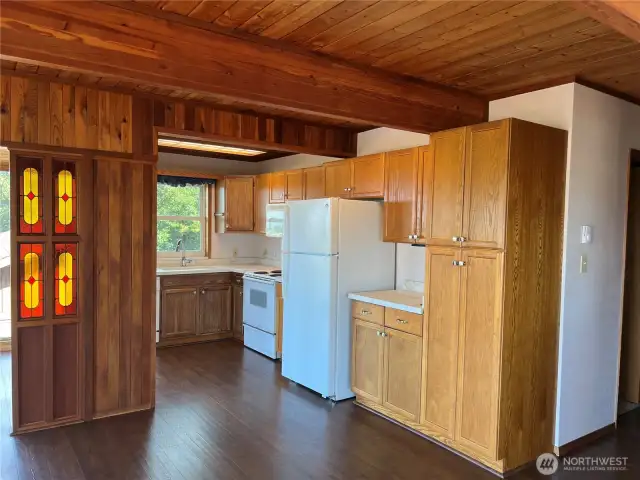 Kitchen is well planned with ample storage. You can see the ocean in every part of this great room.