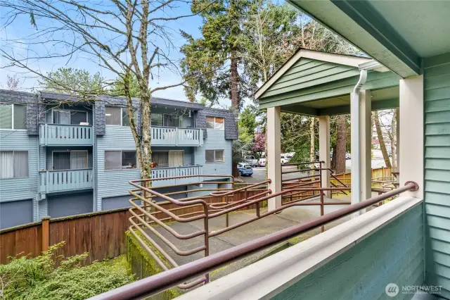 View from private patio w/storage