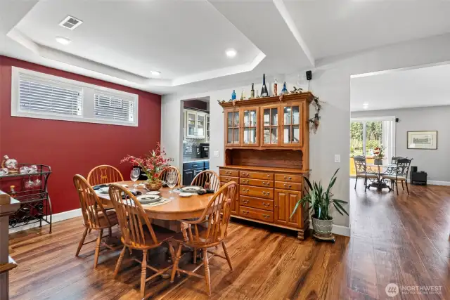 Formal Dining Room with coffered ceiling
