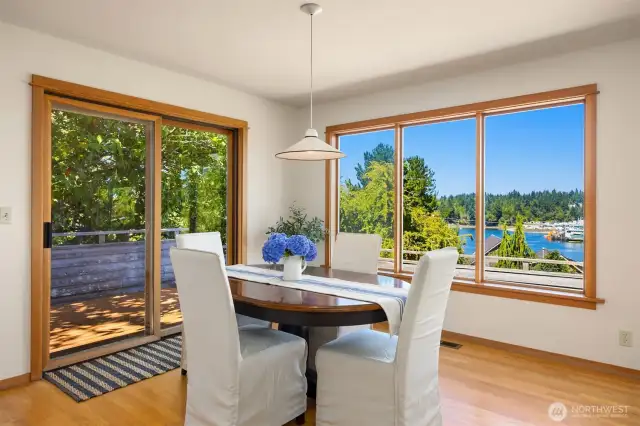 Dining room with sliding door out to deck