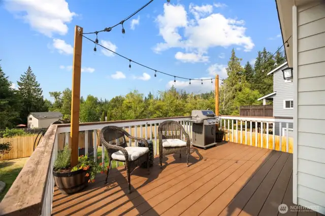The deck off the kitchen overlooks the back yard, and is the perfect sunny spot for a cold beverage or nights cooking on the grill.