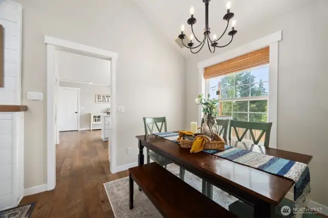 The dining is light and bright, and the perfect place to gather for a meal at the end of the day.