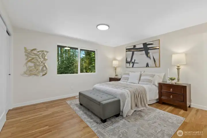 Lovely sized Primary on the main level with a wall of closets and its own private ensuite 3/4 bath.