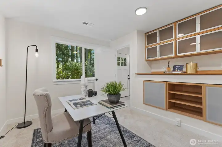 Downstairs private office space handles all of your work from home needs