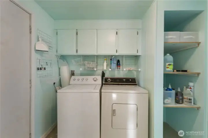 The washer and dryer convey with the home