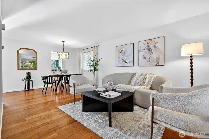 Welcome guests to this convenient sitting area