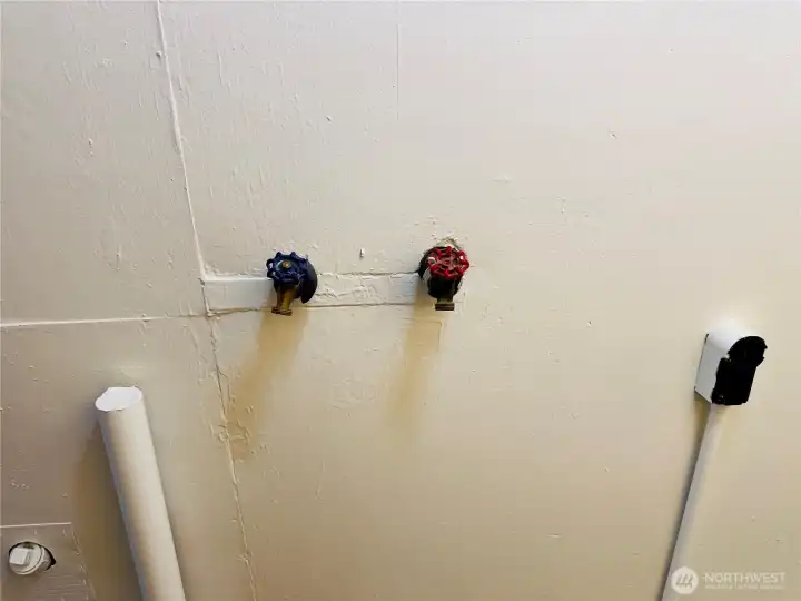 Plumbed for washer and electrial for dryer.