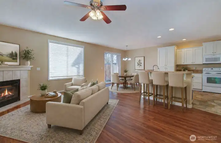 Living room virtually staged
