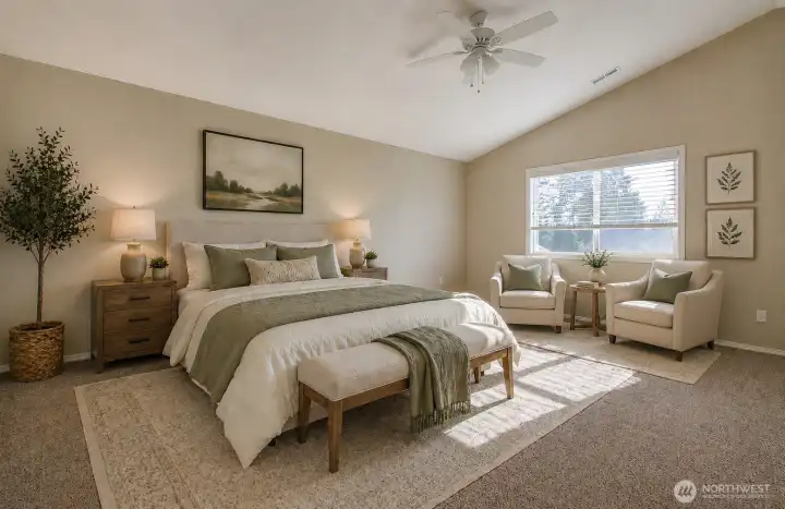 Primary Bedroom virtually staged