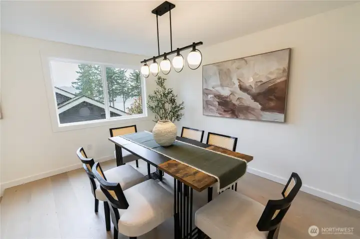 Spacious dining room great for hosting.