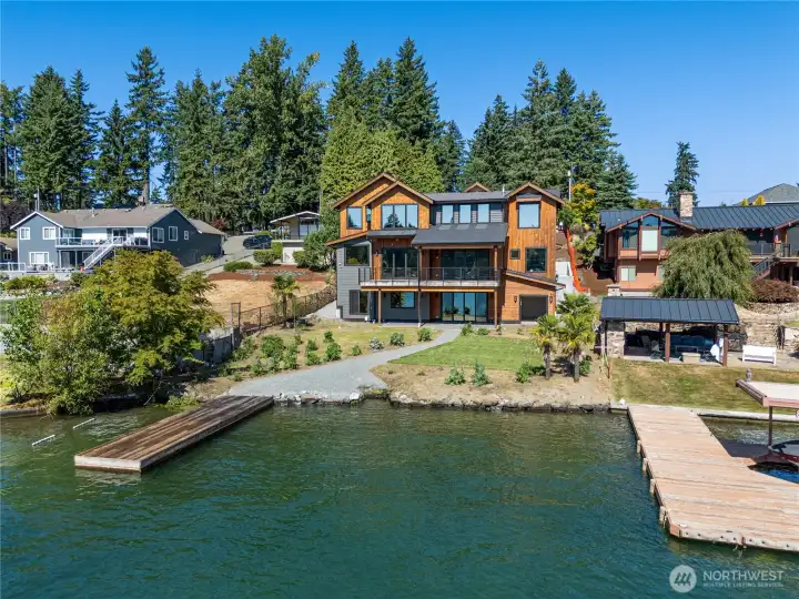 View from Lake Tapps, private ironwood dock and sprinkler system