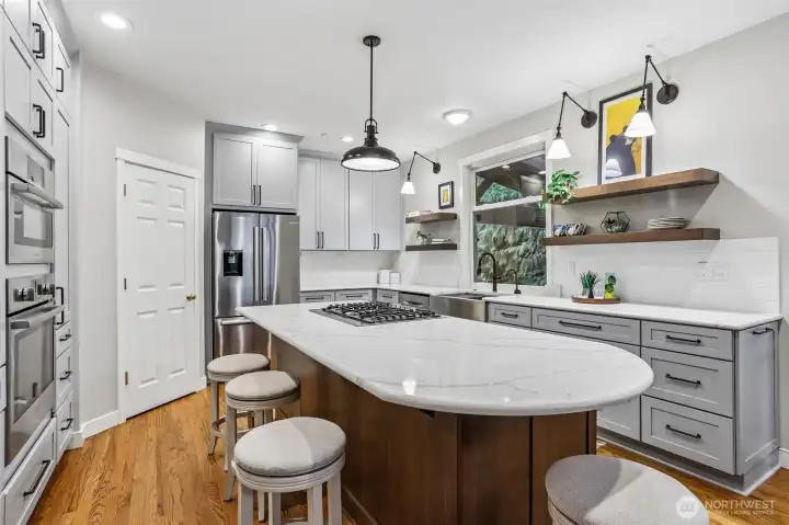 Kitchen has grand updates as well as a walk-in-pantry