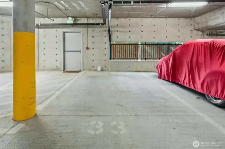 Two assigned parking spaces inside secure/gated common garage. This is space #33.