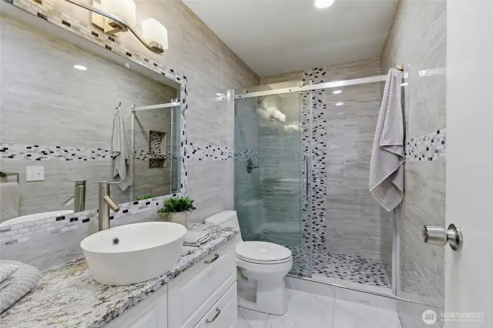 Custom floor to ceiling bathroom tile