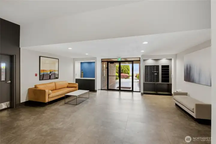 Secure luxury lobby with mail room