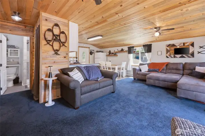 So adorable- and everything you need!  Just bring your overnight bag and stay the weekend! A peek at the fully remodeled bathroom to the left.