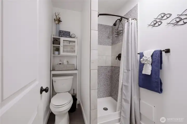 From the doorway to the bathroom.