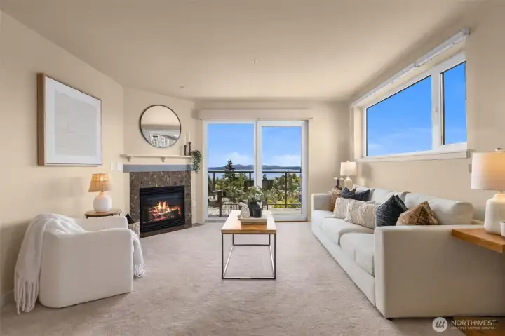 Spacious living room showcasing the views
