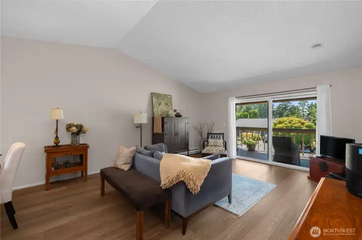 Vaulted ceilings welcome you in your open concept living space.
