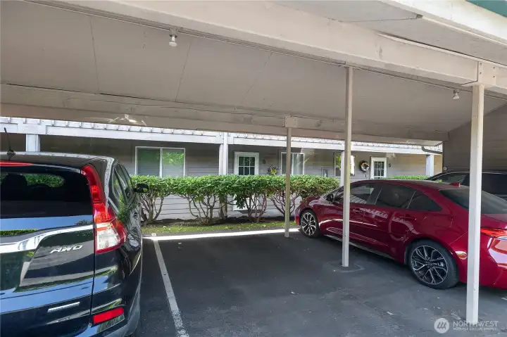 Covered, assigned parking space directly outside your condo.