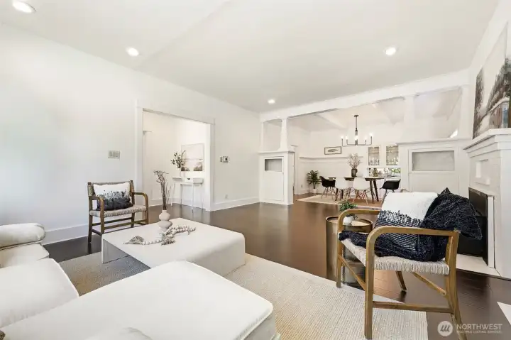 Open Concept Living and Formal Dining Room with Period Charm