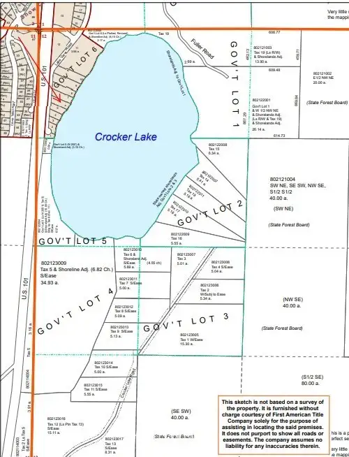 Crocker Lake Platt Map, Arrow is Lot 6