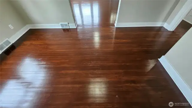 refinished dining room floor.