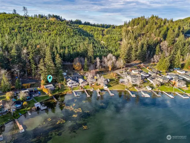 Aerial view with cabin.