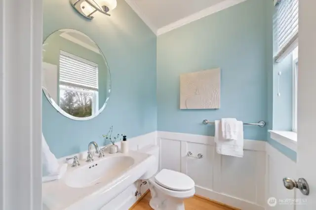 Main level powder room for guests