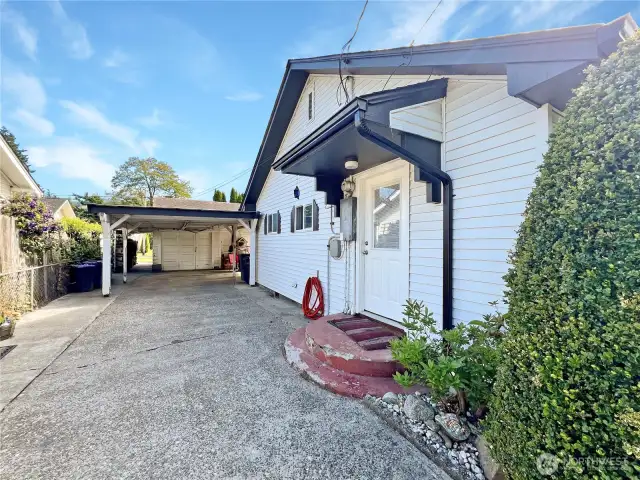 Off street parking and carport area.