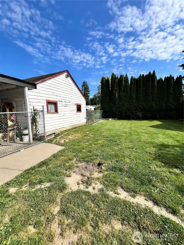 Fenced backyard and detached garage