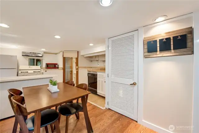 Artist unit kitchen and dining area.