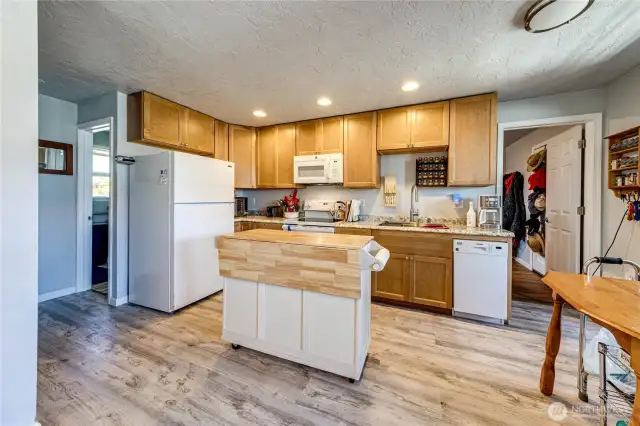 Upper level apartment kitchen.